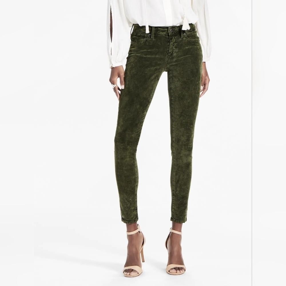 Lucky Brand Brooke Legging Jean, Color Forest Green Velvet Size 2